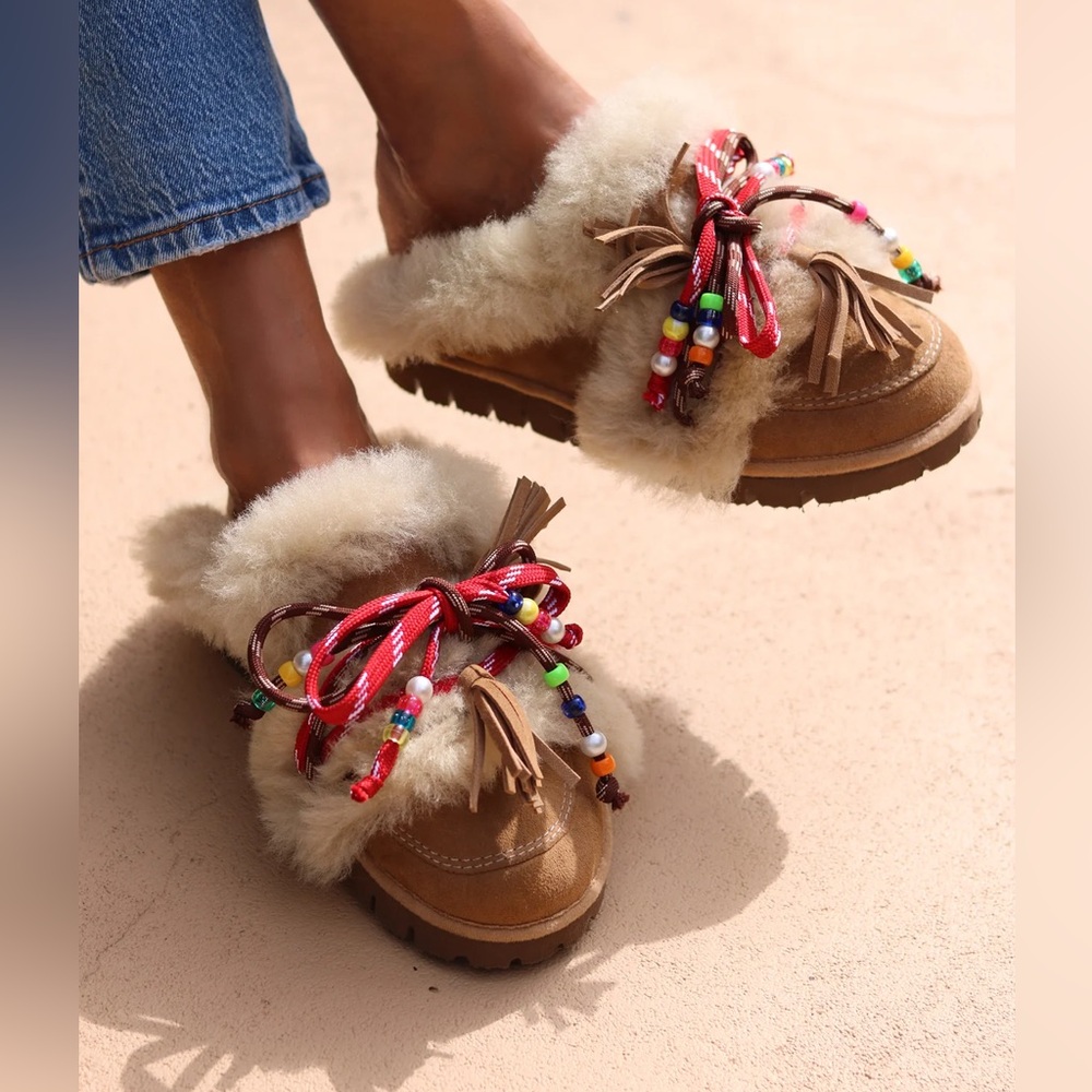 Alameda Turquesa Lola Shearling Leather Loafers